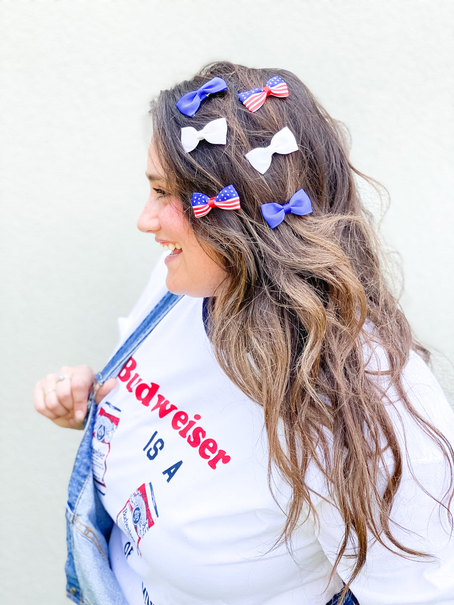 Bow On Top Clip Set Ruby Red Threads