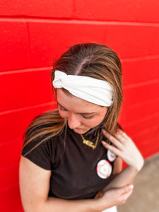 Pure White Ribbed Turband Headband