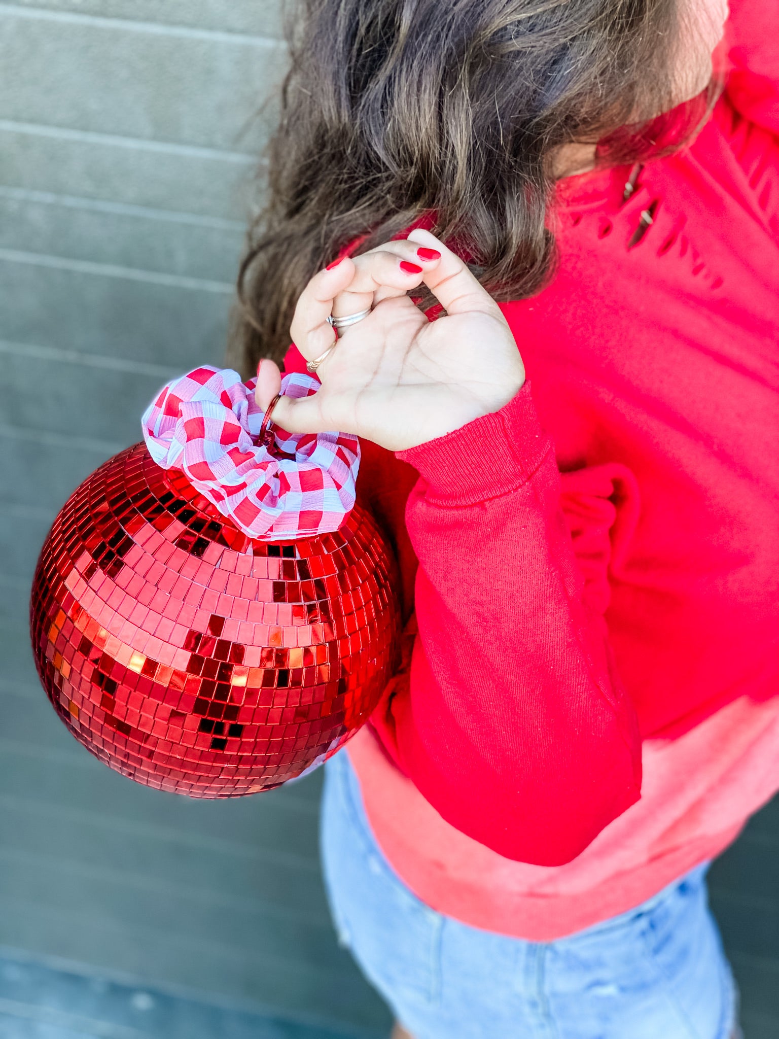 Scarlet Gingham Scrunchie