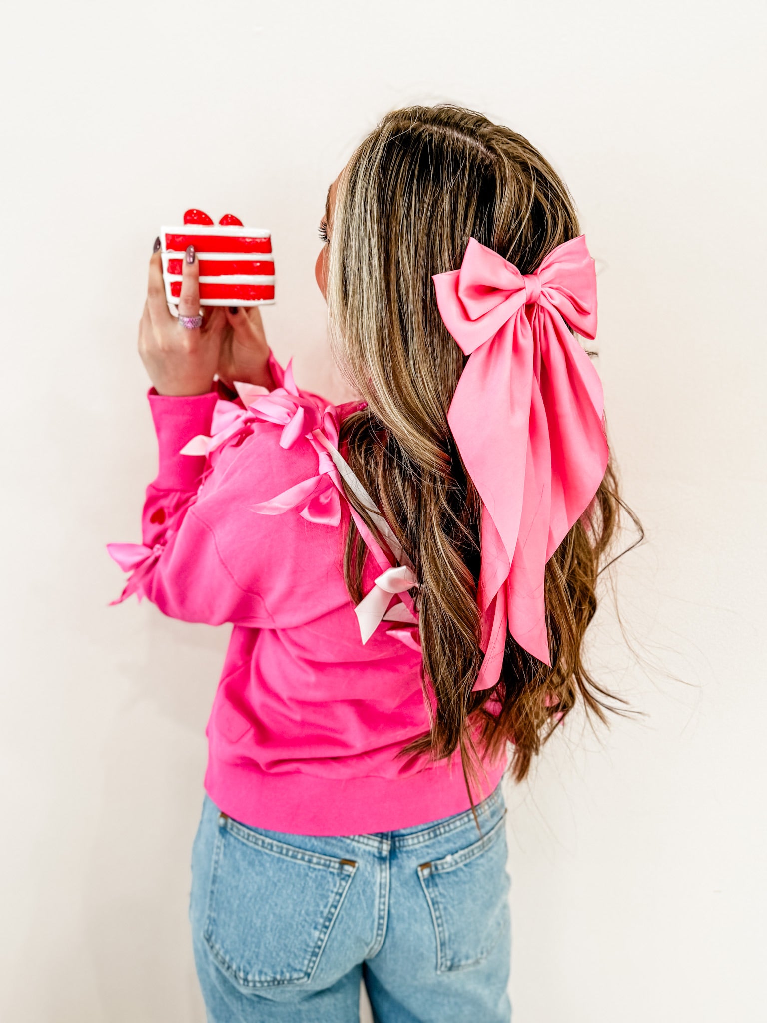 Pink Satin Hair Bow