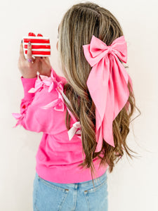 Pink Satin Hair Bow