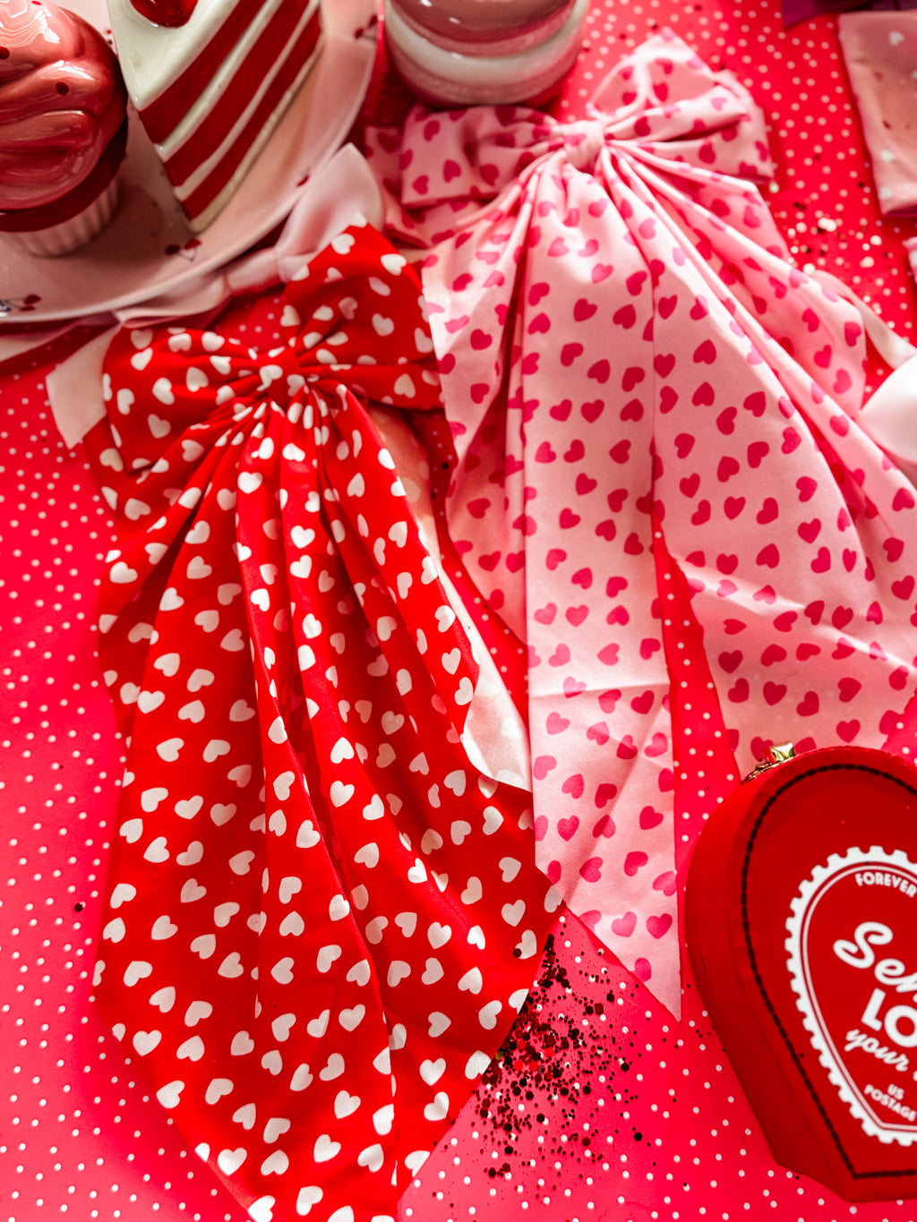 Little Hearts Hair Bow • 2 Colors