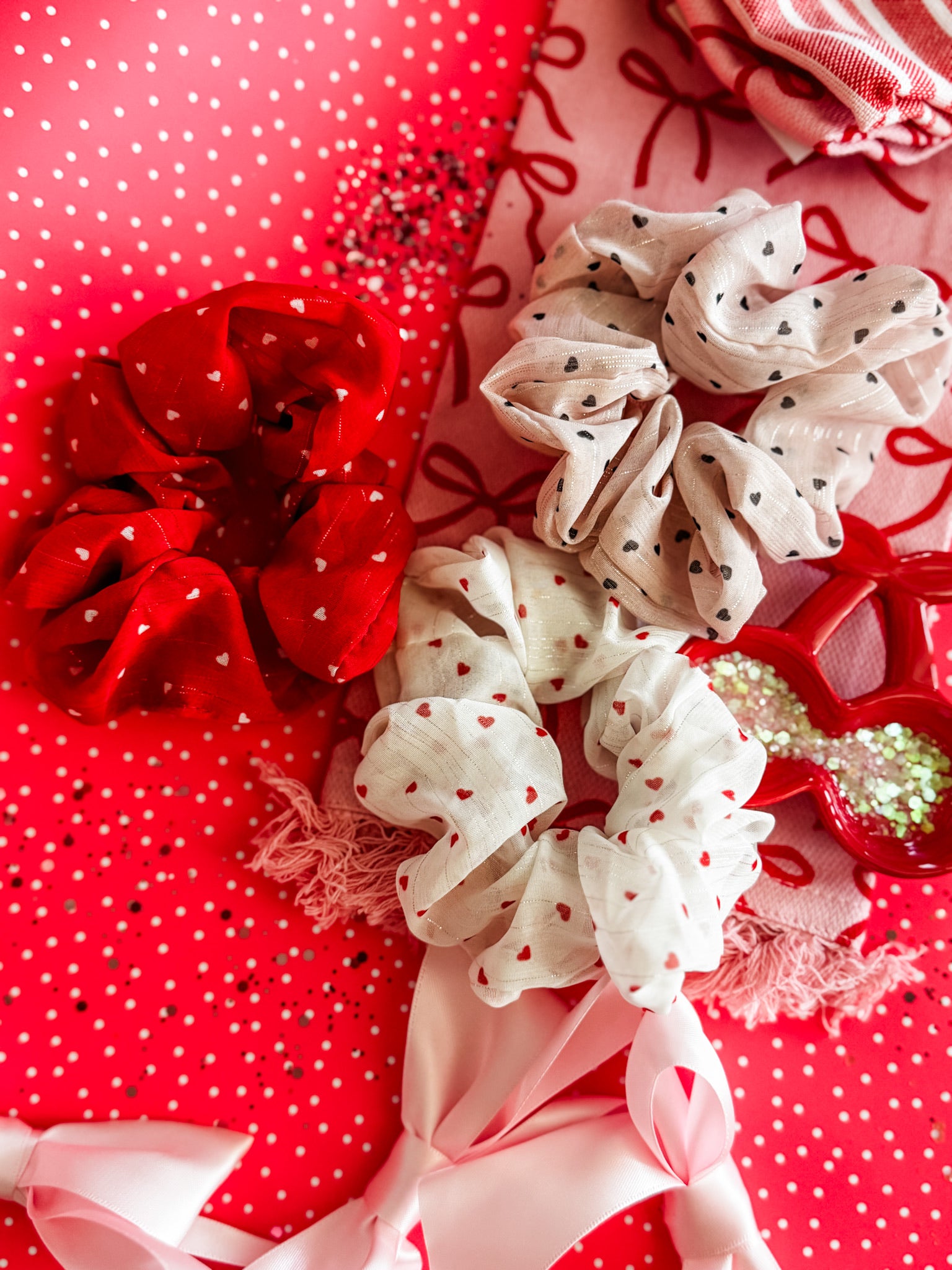 Chiffon Heart Scrunchie • 3 Colors