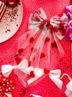 Sheer Red Hearts Hair Bow