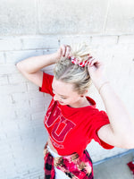 Scarlet Gingham Scrunchie