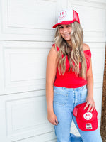 KC Smiley Trucker Hat Red • 2 Options