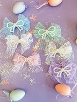 Pastel Lace Bow Clips • 6 Colors