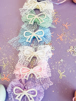 Pastel Lace Bow Clips • 6 Colors