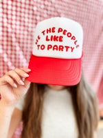 We The People Like To Party Trucker Hat • Red & White