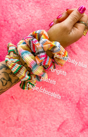 Striped Ribbed Scrunchie • 4 Colors