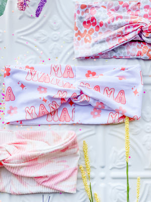 Pinky Watercolor Ribbed Headband