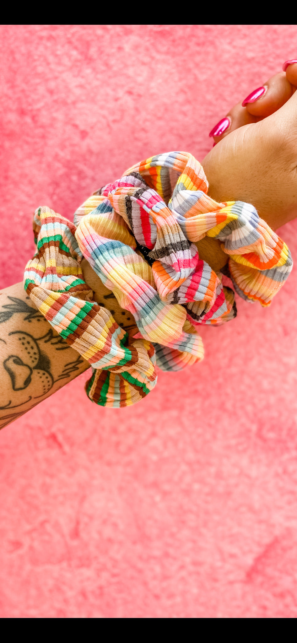 Striped Ribbed Scrunchie • 4 Colors