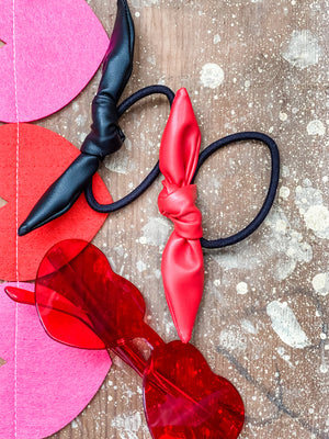 Pleather Pony Bow • Red or Black