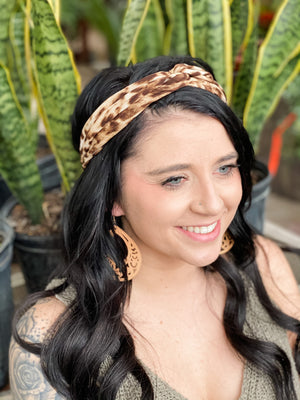 Knotted Elastic Headband • Dark Leopard
