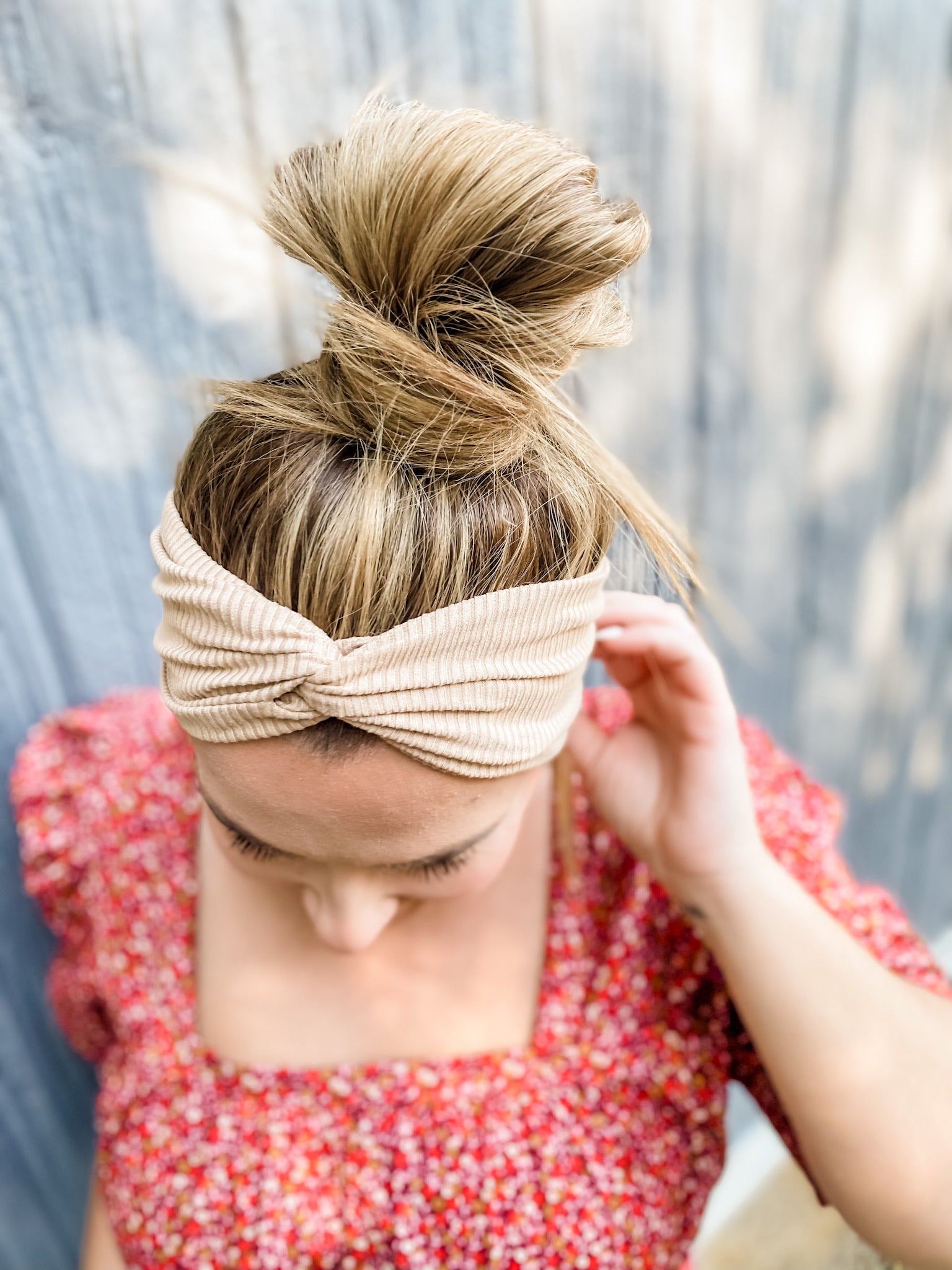 RESTOCKED : Beige Ribbed Headband – Ruby Red Threads