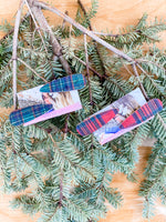 Holiday Tartan Leather Clip Set • Multiple Colors