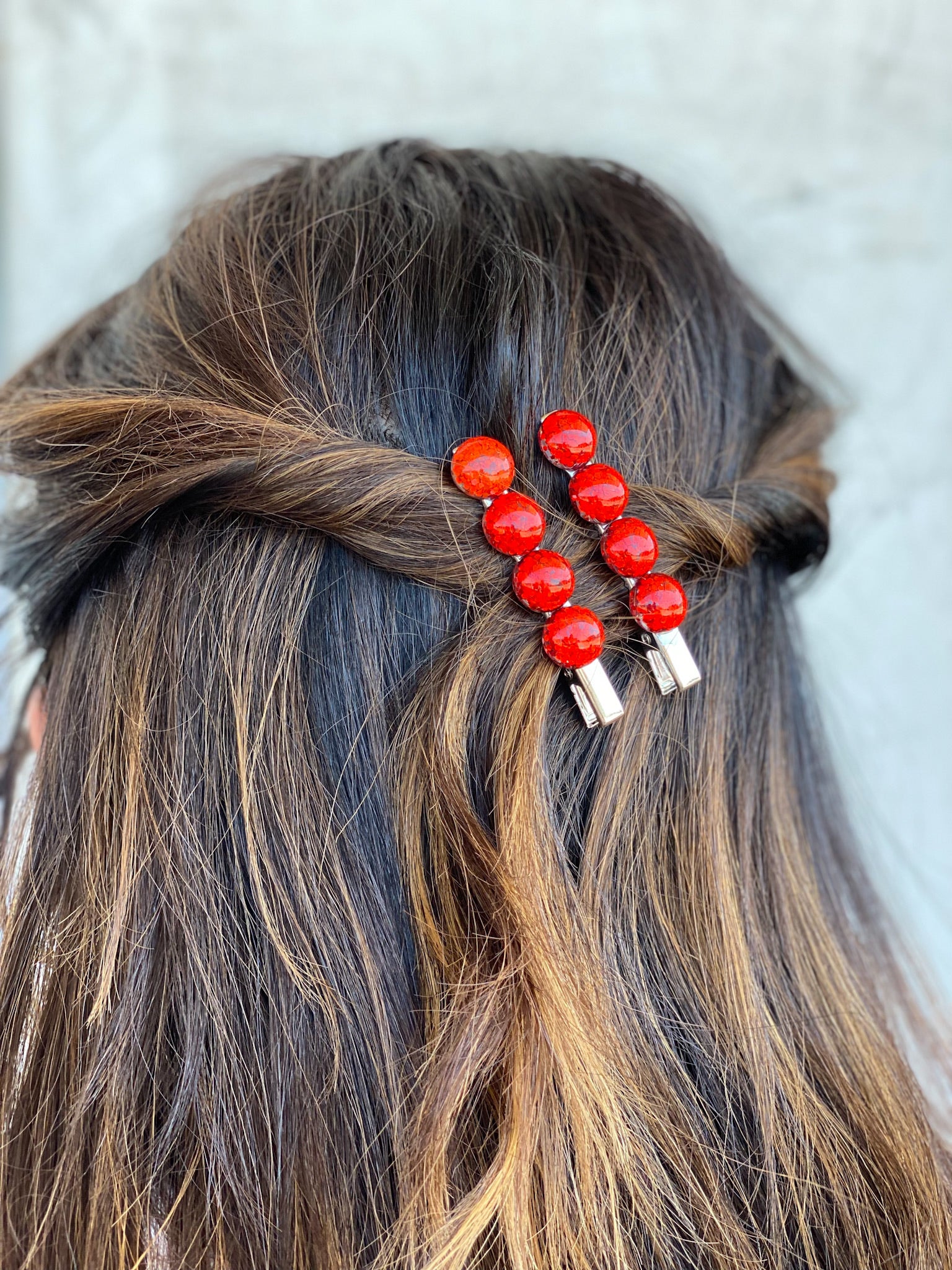 Glittery Red Clip Set