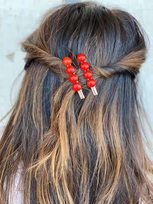 Glittery Red Clip Set