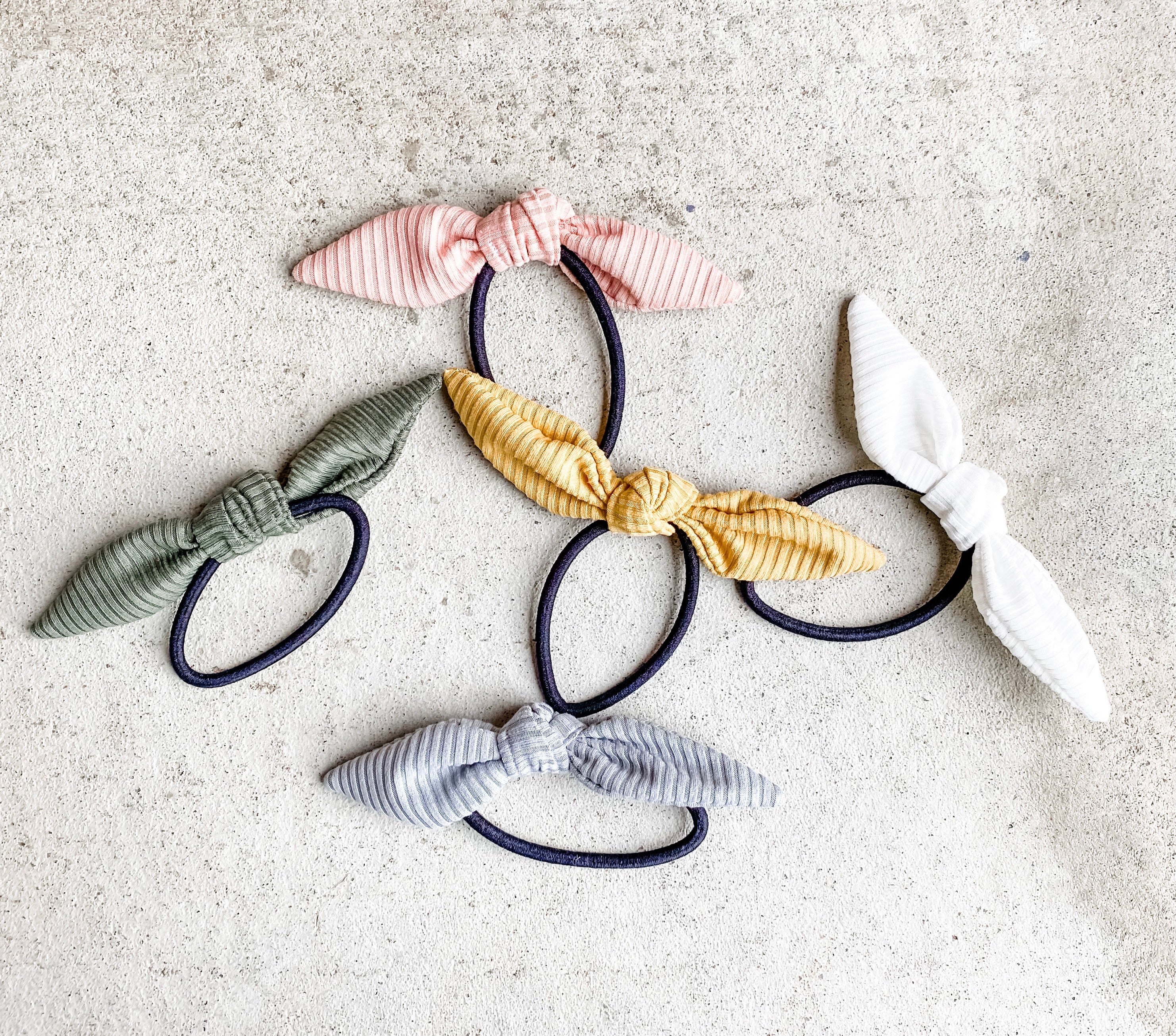 Ribbed Knit Pony Bows • Multiple Colors