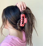 LAST ONE : Red + Pink Checkered Claw Clip