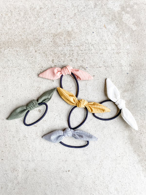 Ribbed Knit Pony Bows • Multiple Colors